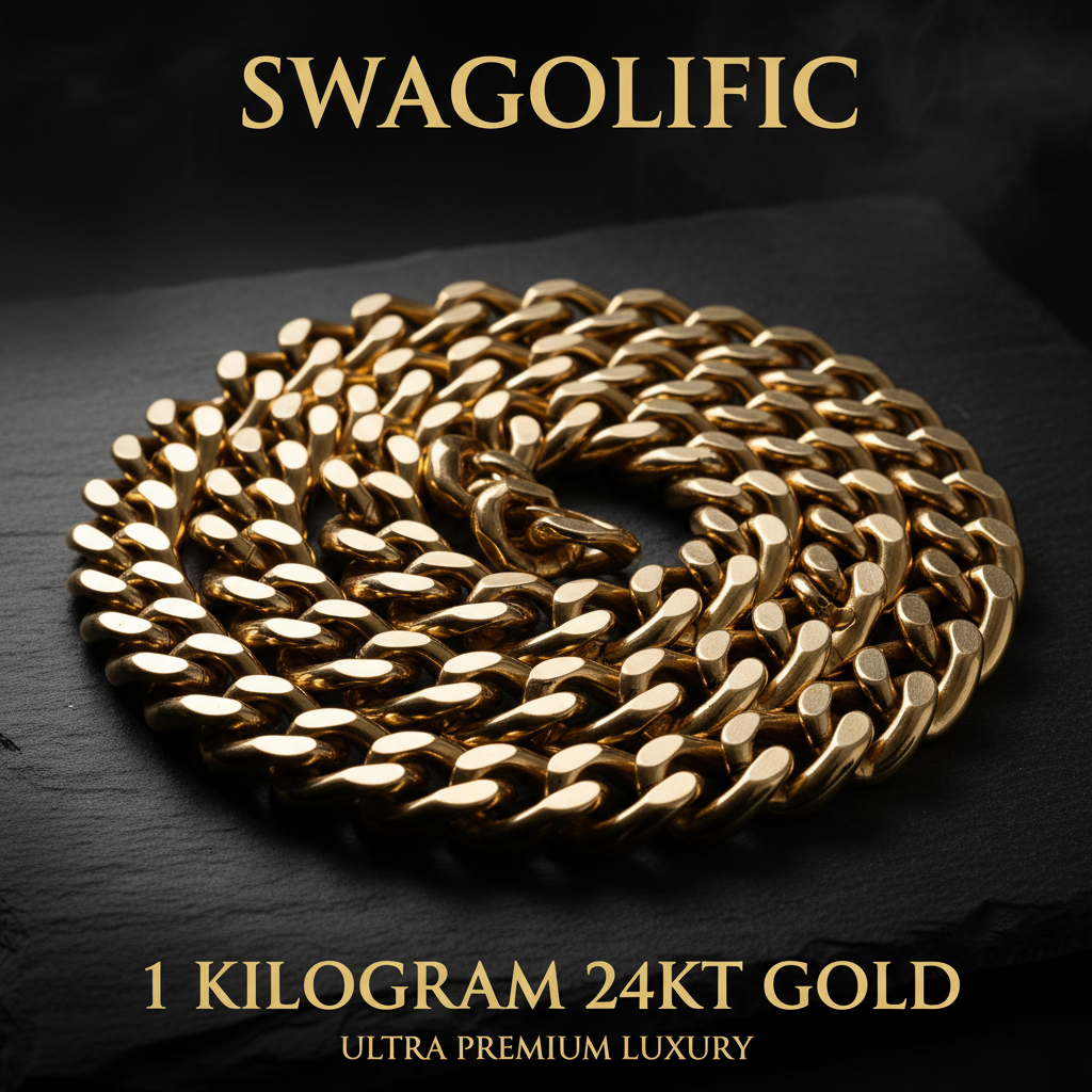 SWAGOLIFIC Store Wealth Chain 1KG 24kt Cuban Link Gold